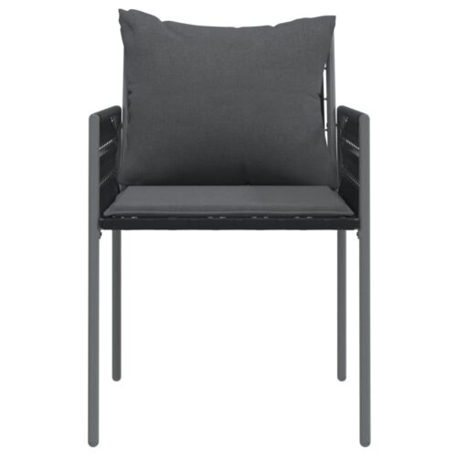 Garden Chairs with Cushions 2pcs Black 54x61x83cm Poly Rattan - Image 4