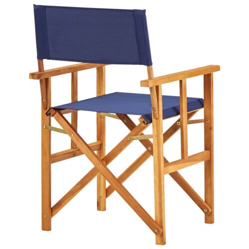 Director's Chairs 2pcs Solid Acacia Wood Blue - Image 5