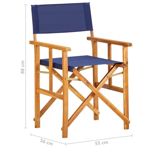 Director's Chairs 2pcs Solid Acacia Wood Blue - Image 9