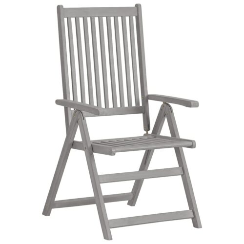 Garden Reclining Chairs 2pcs Grey Solid Wood Acacia
