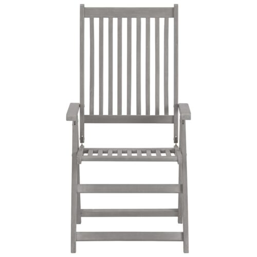 Garden Reclining Chairs 2pcs Grey Solid Wood Acacia - Image 3