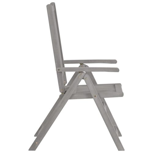 Garden Reclining Chairs 2pcs Grey Solid Wood Acacia - Image 4