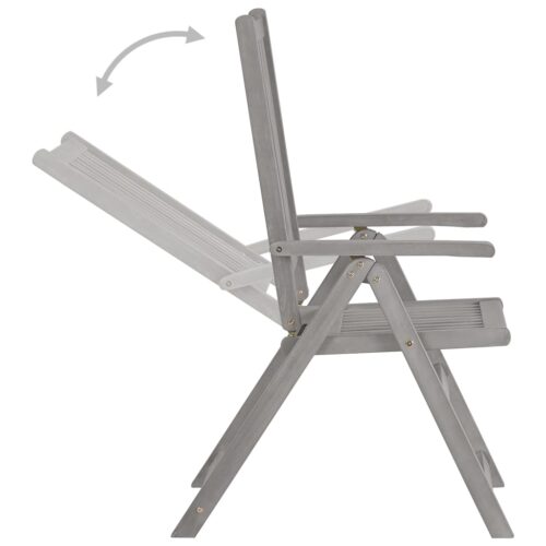 Garden Reclining Chairs 2pcs Grey Solid Wood Acacia - Image 6