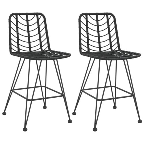Bar Stools 2pcs Black 45x56x103.5cm PE Rattan Steel