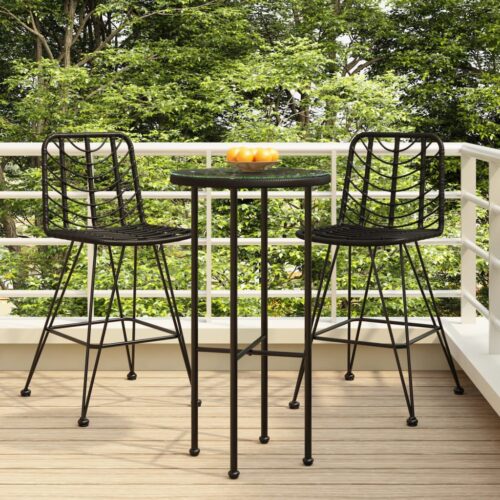 Bar Stools 2pcs Black 45x56x103.5cm PE Rattan Steel - Image 2