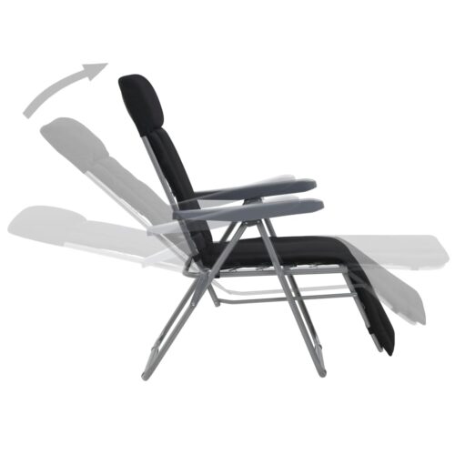 Folding Garden Chairs with Cushions 2pcs Black - Image 3