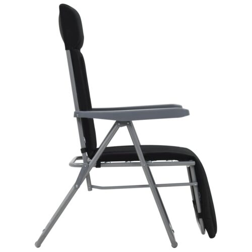Folding Garden Chairs with Cushions 2pcs Black - Image 5