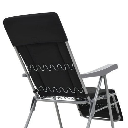 Folding Garden Chairs with Cushions 2pcs Black - Image 6