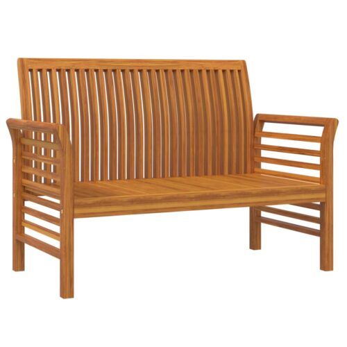 Sofa Bench with Dark Grey Cushions Solid Wood Acacia - Image 3