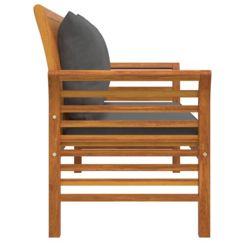Sofa Bench with Dark Grey Cushions Solid Wood Acacia - Image 5