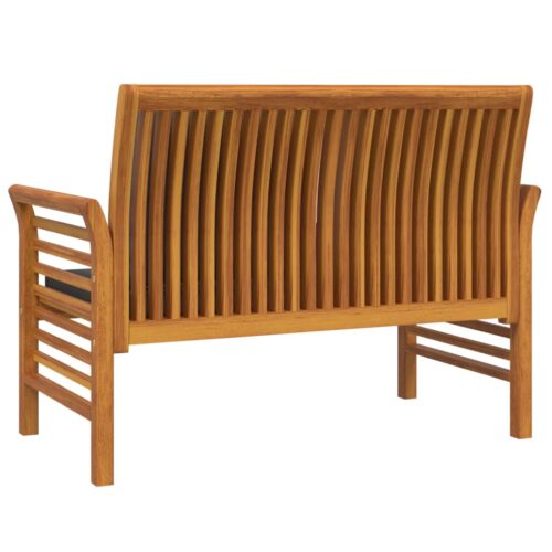 Sofa Bench with Dark Grey Cushions Solid Wood Acacia - Image 6