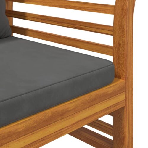 Sofa Bench with Dark Grey Cushions Solid Wood Acacia - Image 7