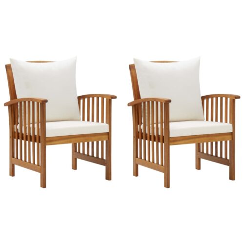 Garden Chairs with Cushions 2pcs Solid Acacia Wood - Image 2