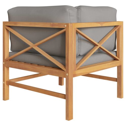 2-seater Garden Bench with Dark Grey Cushions - Image 4