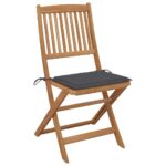 Folding Garden Chairs 6pcs with Cushions Solid Acacia Wood
