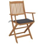 Folding Garden Chairs 6pcs with Cushions Solid Acacia Wood