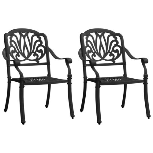 Garden Chairs 2pcs Cast Aluminium Black - Image 2