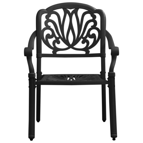 Garden Chairs 2pcs Cast Aluminium Black - Image 3