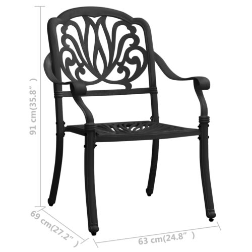 Garden Chairs 2pcs Cast Aluminium Black - Image 8