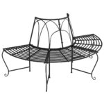 Half Round Tree Bench 159cm Black Steel