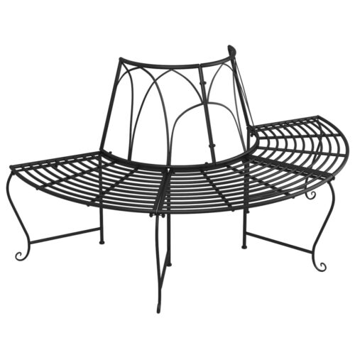 Half Round Tree Bench 159cm Black Steel