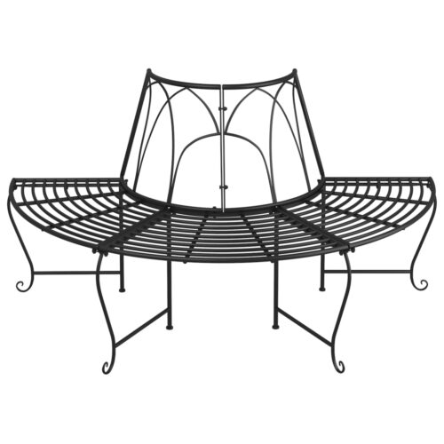 Half Round Tree Bench 159cm Black Steel - Image 3