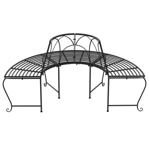 Half Round Tree Bench 159cm Black Steel - Image 5