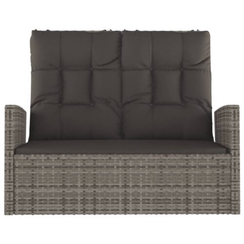 Reclining Garden Bench with Cushions Grey 118cm Poly rattan - Image 3