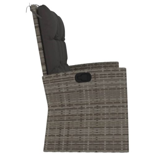 Reclining Garden Bench with Cushions Grey 118cm Poly rattan - Image 4