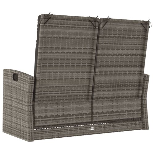 Reclining Garden Bench with Cushions Grey 118cm Poly rattan - Image 5