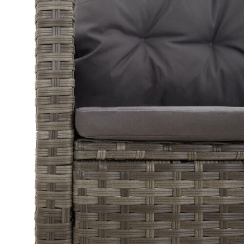 Reclining Garden Bench with Cushions Grey 118cm Poly rattan - Image 7