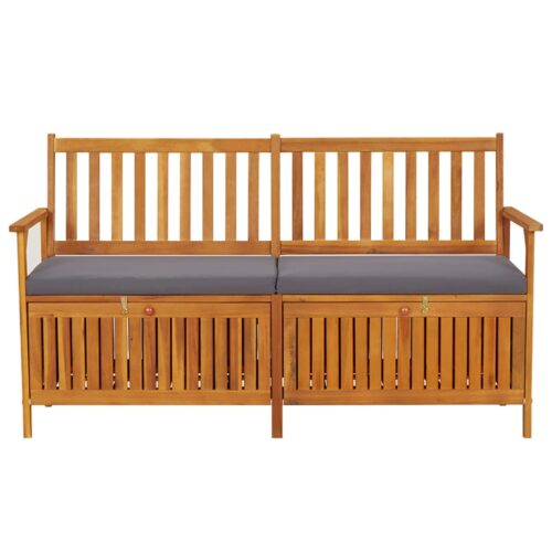 Storage Bench with Cushion 148cm Solid Wood Acacia - Image 2