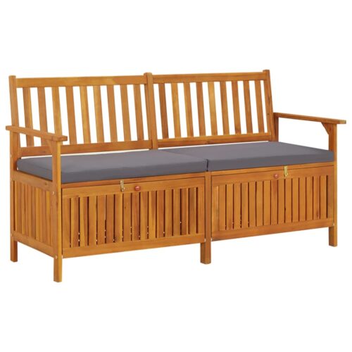 Storage Bench with Cushion 148cm Solid Wood Acacia
