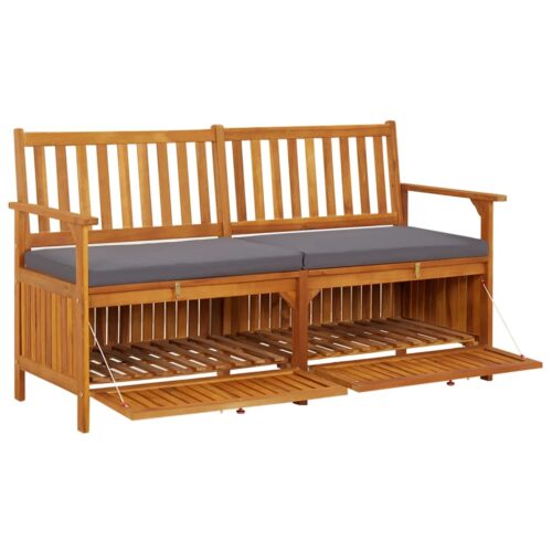 Storage Bench with Cushion 148cm Solid Wood Acacia - Image 6
