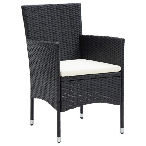 Garden Dining Chairs 4pcs Poly Rattan Black
