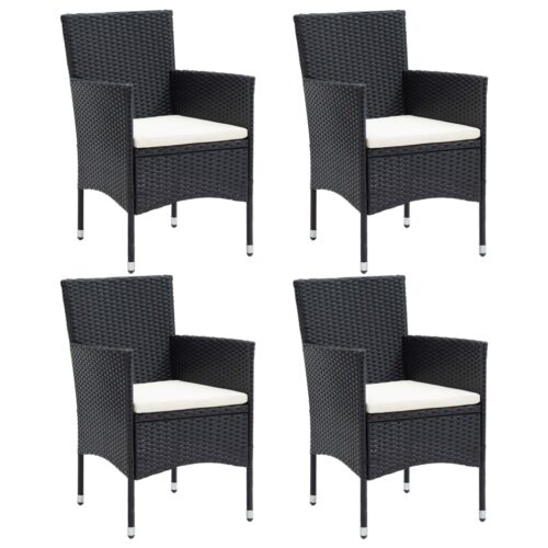 Garden Dining Chairs 4pcs Poly Rattan Black - Image 2