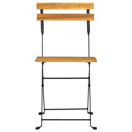 Folding Garden Chairs 8pcs Steel Solid Wood Acacia - Image 4