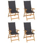 Garden Chairs 4pcs with Anthracite Cushions Solid Teak Wood