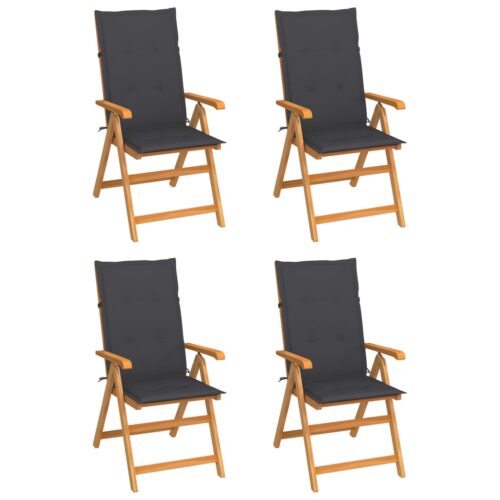 Garden Chairs 4pcs with Anthracite Cushions Solid Teak Wood