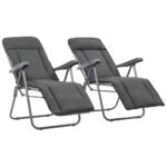 Folding Garden Chairs with Cushions 2pcs Grey