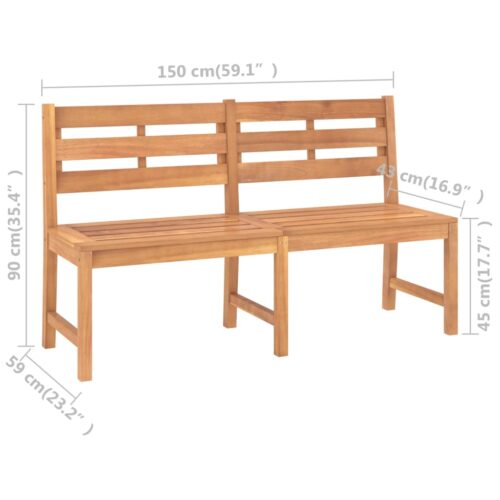 Garden Bench 150cm Solid Teak Wood - Image 7