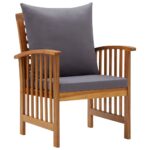 Garden Chairs with Cushions 2pcs Solid Acacia Wood