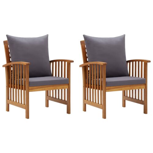 Garden Chairs with Cushions 2pcs Solid Acacia Wood - Image 2