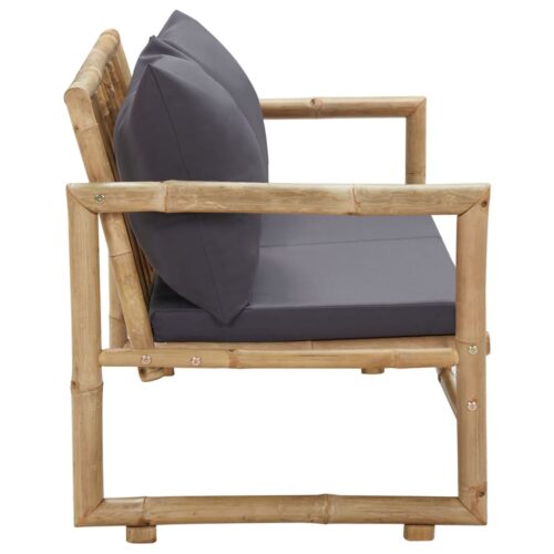Garden Bench with Cushions 115cm Bamboo - Image 4