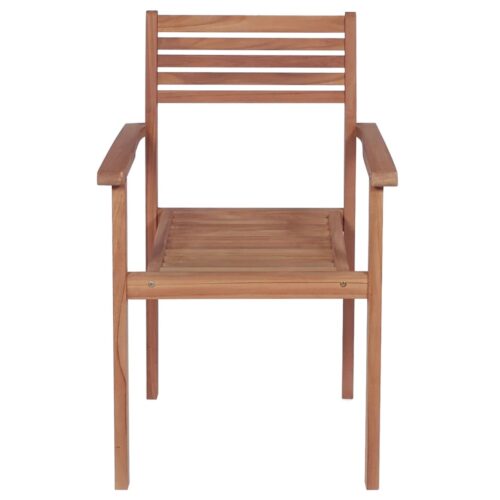 Stackable Garden Chairs 8pcs Solid Teak Wood - Image 3