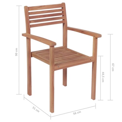 Stackable Garden Chairs 8pcs Solid Teak Wood - Image 6
