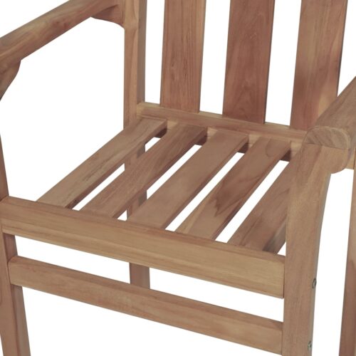 Stackable Garden Chairs with Cushions 4pcs Solid Teak Wood - Image 6