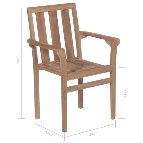 Stackable Garden Chairs with Cushions 4pcs Solid Teak Wood - Image 11