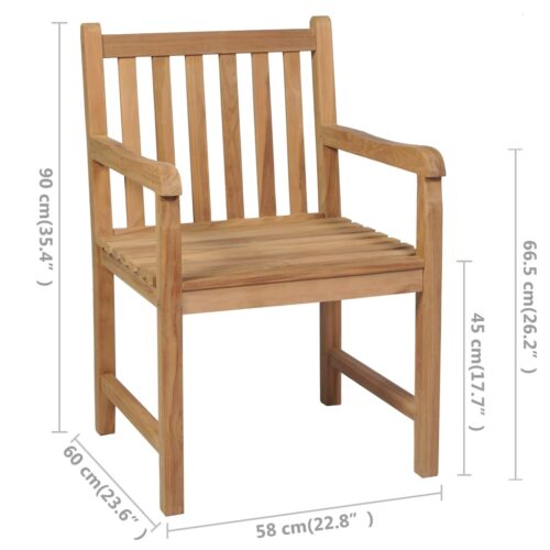 Garden Chairs 4pcs with Cream Cushions Solid Teak Wood - Image 10