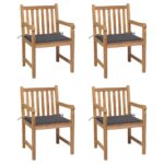 Garden Chairs 4pcs with Anthracite Cushions Solid Teak Wood